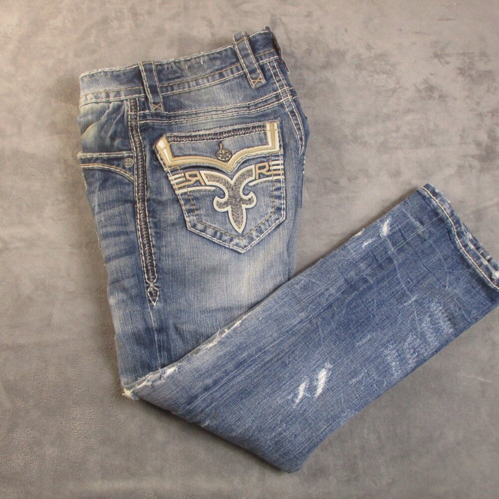Rock Revival "Neruda" Straight Jeans Men 28 X 30 Neruda Blue J200 Stretch Buckle